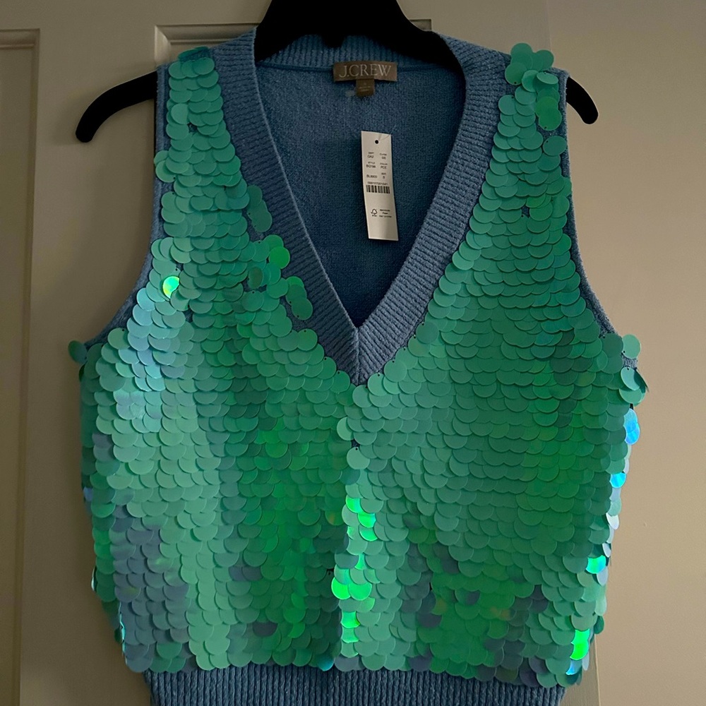 J.Crew sequin v neck top small s nwt new